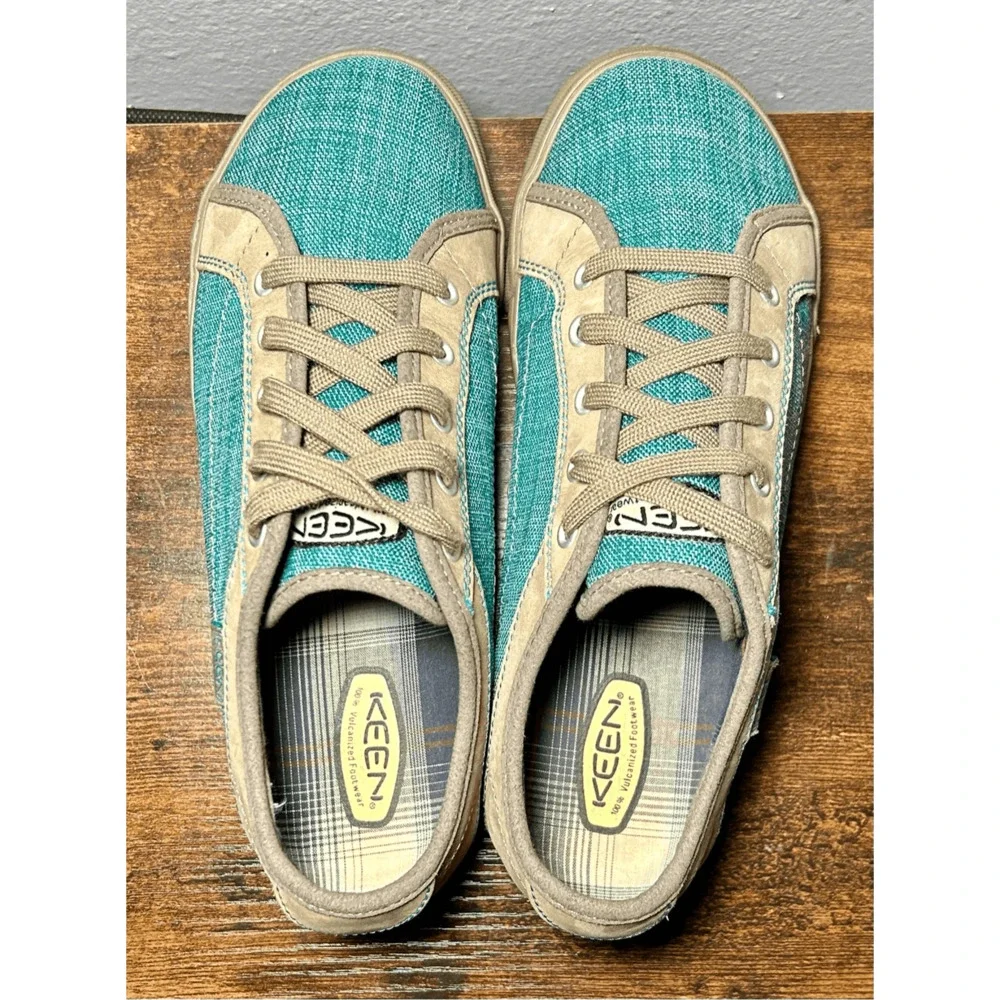 Keen Arcata Kid’s Canvas Lace Up Turquoise Casual Shoes Sz 6 US/ 5 UK